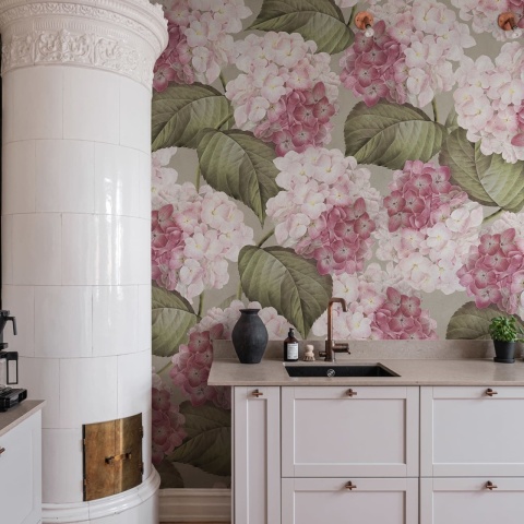 Fototapet, Hydrangea, Pink, Rebel Walls - Img 3