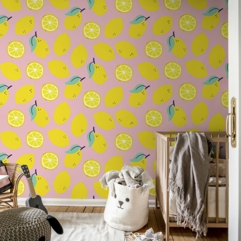Fototapet, Lemons, Pink, Rebel Walls - Img 3