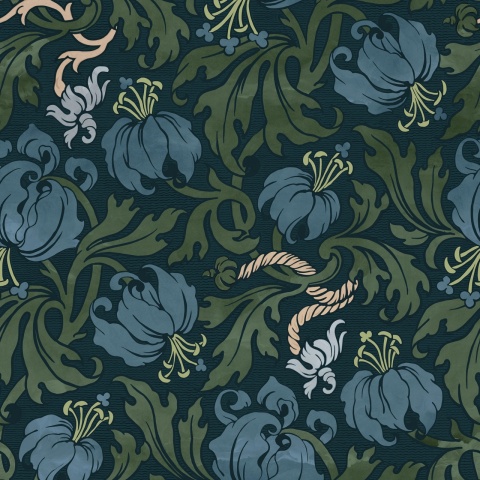 Fototapet, Midnight Peony, Blue, Rebel Walls - Img 2
