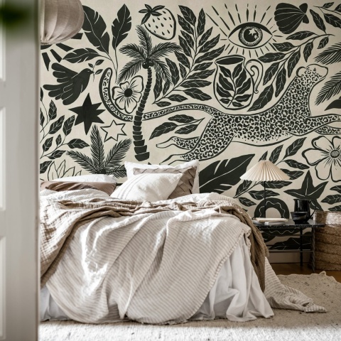 Fototapet, Midnight Tropics, Black & White, Rebel Walls