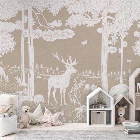Fototapet Monochrome Forest - Brown, Kikki Belle - Img 3