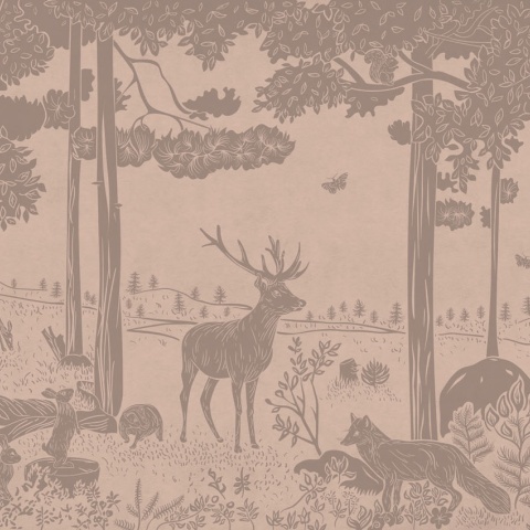 Fototapet Monochrome Forest - Pink Vintage, Kikki Belle - Img 2