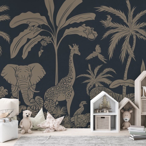 Fototapet Monochrome Jungle - Blue Vintage, Kikki Belle - Img 3