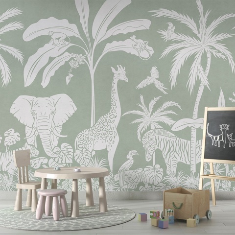 Fototapet Monochrome Jungle - Green, Kikki Belle - Img 4