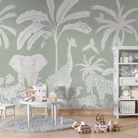 Fototapet Monochrome Jungle - Green, Kikki Belle - Img 5