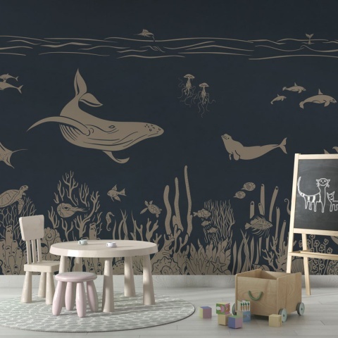 Fototapet Monochrome Sea - Blue Vintage, Kikki Belle - Img 4