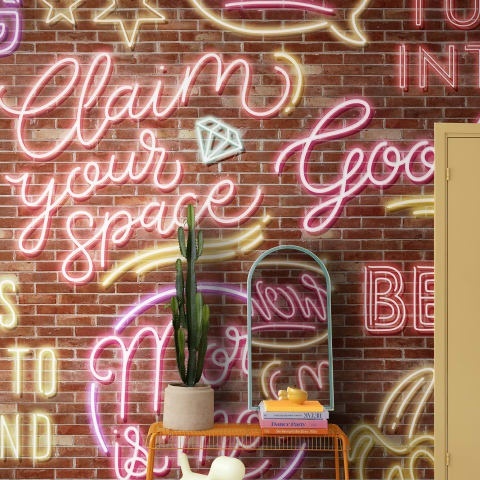 Fototapet, Neon Vibes, Brickwall, Rebel Walls - Img 3