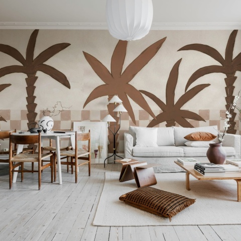 Fototapet, Palm Horizon, Light Brown, Rebel Walls