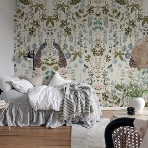 Fototapet, Peacock Garden, Beige, Rebel Walls - Img 3