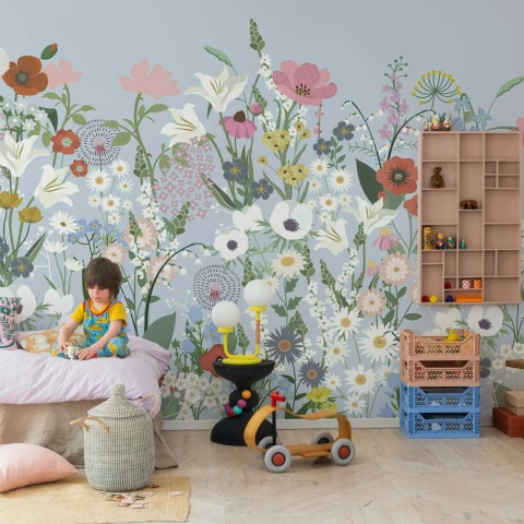 Fototapet, Playful Meadow, Blue, Rebel Walls