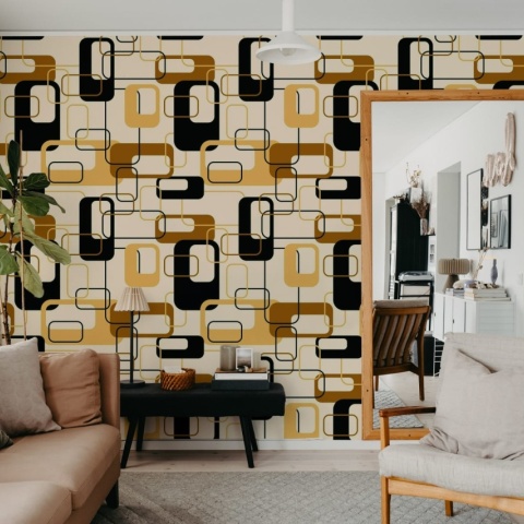 Fototapet, Retro Squares, Brown, Rebel Walls