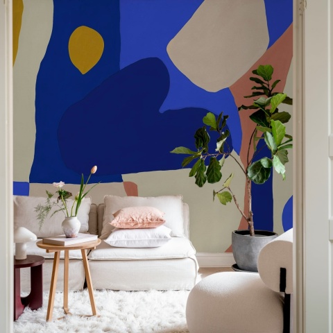 Fototapet, Shapes, Blue, Rebel Walls