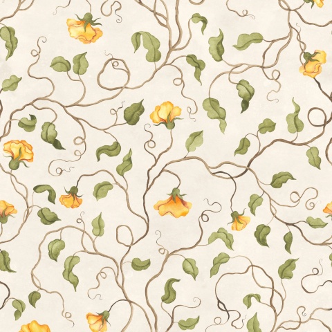 Fototapet, Soft Vines, Yellow, Rebel Walls - Img 2