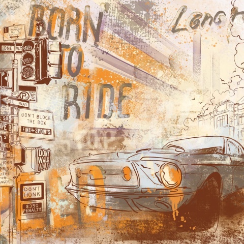 Fototapet, Street Race, Vintage, Rebel Walls - Img 2