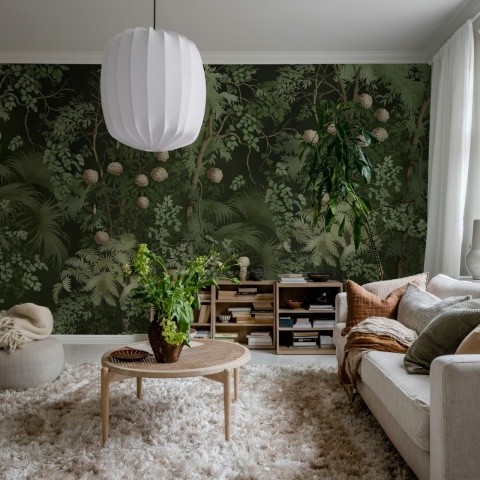 Fototapet, Tropical Bush, Dark Green, Rebel Walls