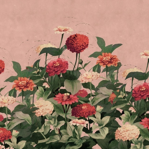 Fototapet, Vintage Meadow, Pink, Rebel Walls - Img 2