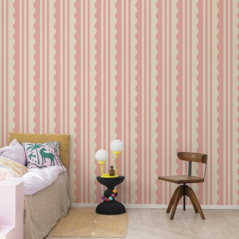 Fototapet, Wavy Stripe, Pink, Rebel Walls - Img 3