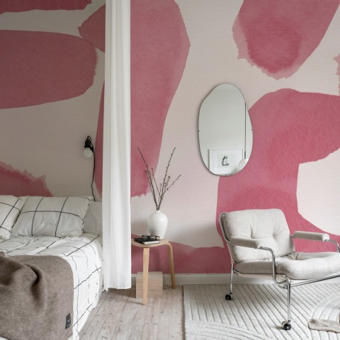 Fototapet, Wiggle Shapes, Pink, Rebel Walls
