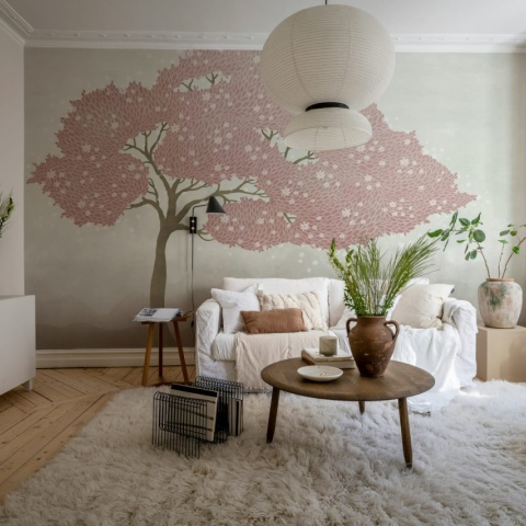 Fototapet, Windy Tree, Pink, Rebel Walls