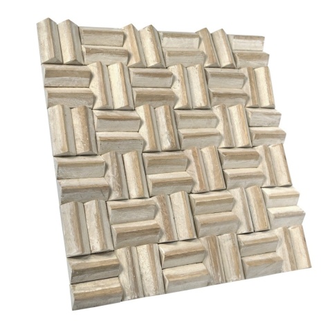 Panou decorativ 3D, Lemn de mango, Limas White Wash, 6 placi 42x42cm, 1.05 mp - Img 3