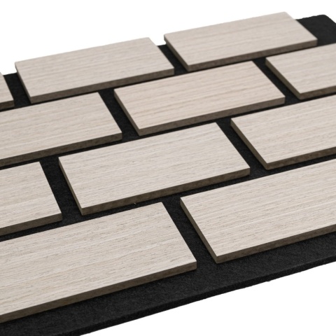 Panou riflaj acustic decorativ, MDF si pasla, AC16, 60x40x2.1cm, Gri - Img 2