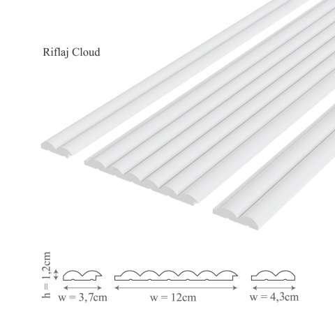 Panou riflaj decorativ 3D, Cloud - 12x1.2x270 cm, Manavi - Img 4
