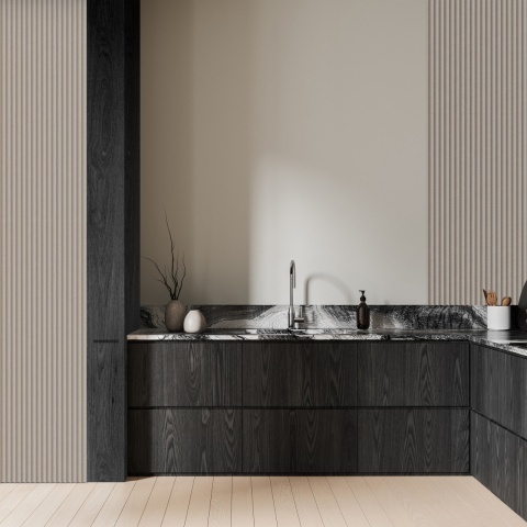 Panou riflaj decorativ 3D Gresso, Stone Grey, 25x1.3x270 cm - Img 3