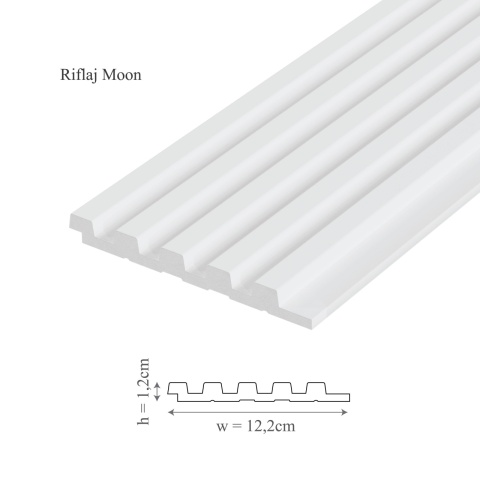 Panou riflaj decorativ 3D, Moon - 12.2x1.2x270 cm, Manavi - Img 3