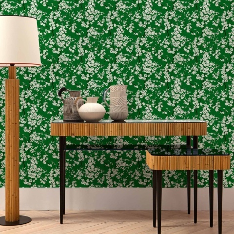 Tapet Cherry Blossom, Emerald, Coordonne 5mp / rola