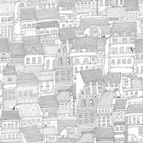 Tapet Dream Town, Graphite, Rebel Walls - Img 2