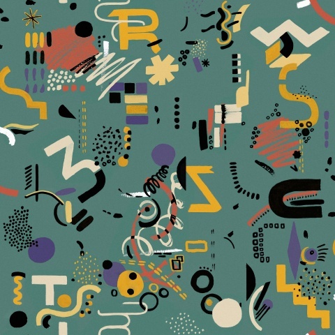 Tapet lavabil Funny Shapes, Turquoise, TresTintas 5mp / rola - Img 2