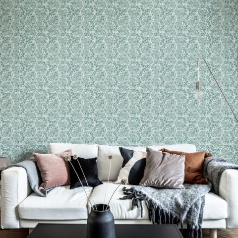 Tapet Marbled Hexagon Tiles, Green, Rebel Walls, 5 mp / rola