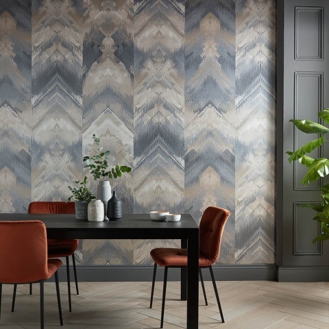Tapet, Reflections, Pewter Silver Luxury Geometric, 1838 Wallcoverings, 6.5mp / rola