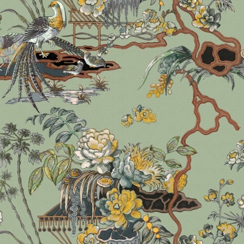 Tapet Sacred Pheasants, Jade, Coordonne 5mp / rola - Img 2