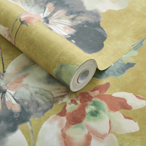Tapet, Water Lilies, Honey Yellow Luxury Floral, 1838 Wallcoverings, 5.3mp / rola - Img 2