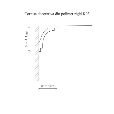 Cornisa polimer rigid, Allegria, K3 - 5.5x4x200 cm - Img 2