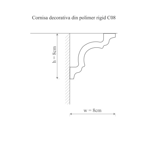 Cornisa polimer rigid, Manavi, C8 - 8x8x200 cm - Img 2