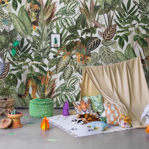 Fototapet, 3D Mischievous Tigers, Rebel Walls