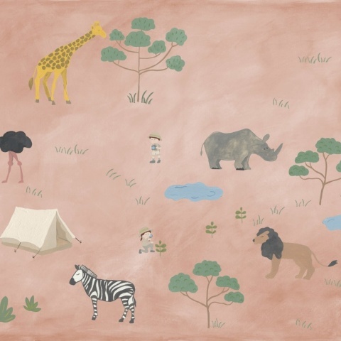Fototapet, Animal Safari, Pink, Rebel Walls - Img 2