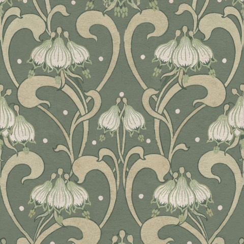 Fototapet, Art Nouveau Flower, Green, Rebel Walls - Img 2
