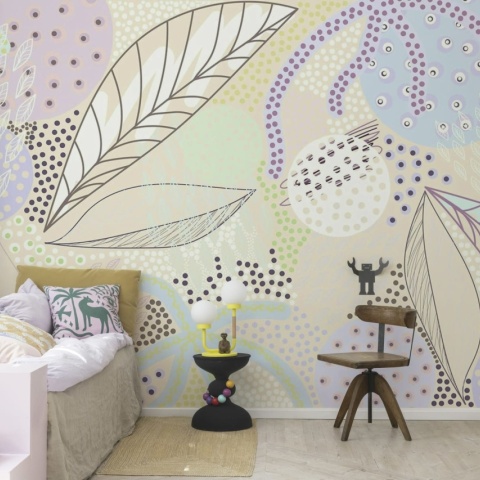 Fototapet, Artsy Leafs, Lilac, Rebel Walls - Img 6