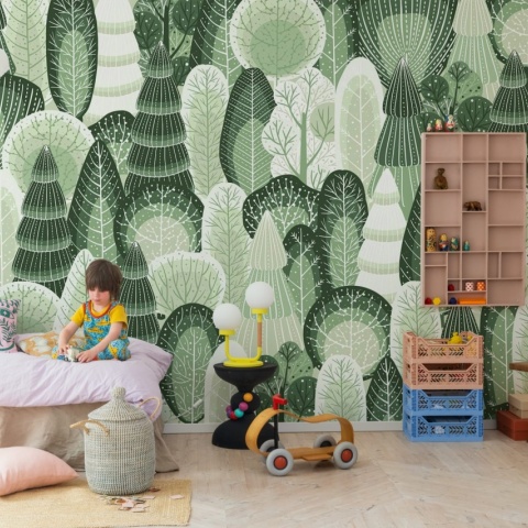 Fototapet, Artsy Trees, Green, Rebel Walls
