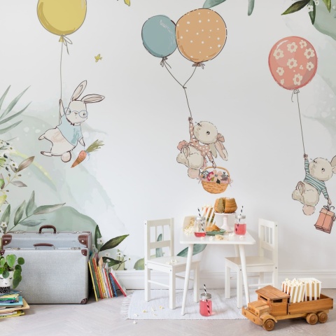 Fototapet, Baloon Adventure, Pastel, Rebel Walls