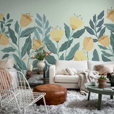 Fototapet, Big Blossom, Yellow, Rebel Walls