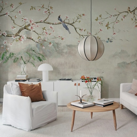 Fototapet, Bird Tree, Pastel, Rebel Walls