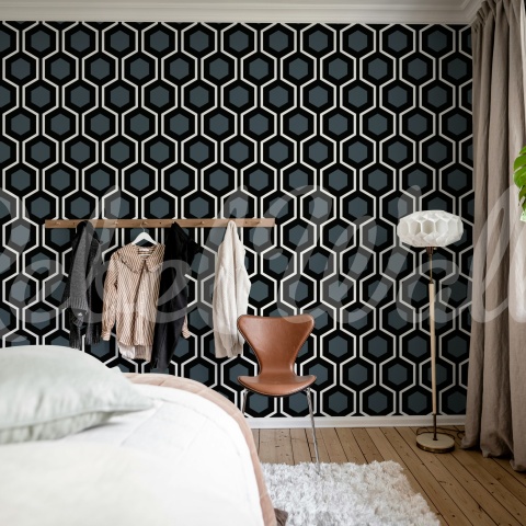 Fototapet, Bold Hexagon, Blue, Rebel Walls - Img 3