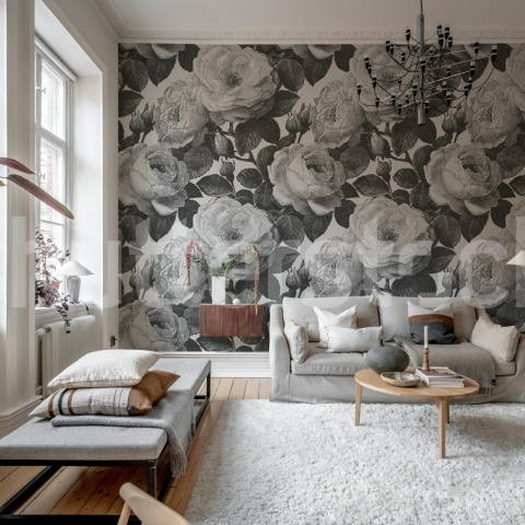 Fototapet, Bold Roses, Black & White, Rebel Walls