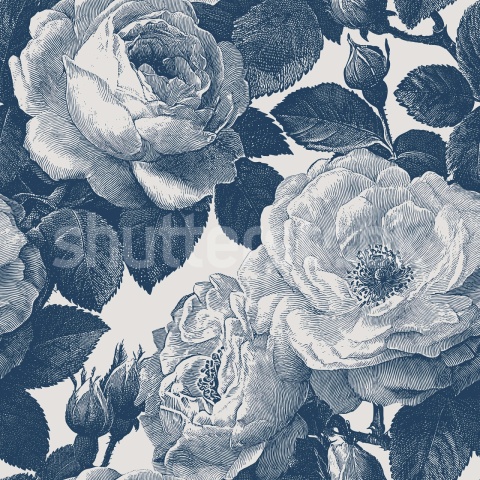 Fototapet, Bold Roses, Blue, Rebel Walls - Img 2
