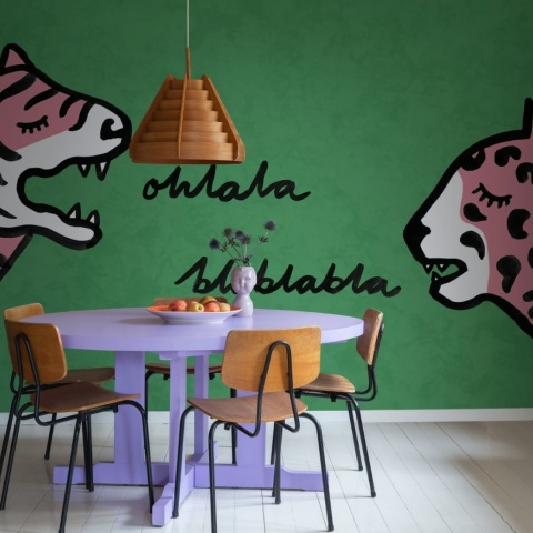 Fototapet, Cat Talk, Green, Rebel Walls - Img 3