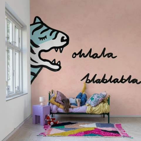 Fototapet, Cat Talk, Pink, Rebel Walls